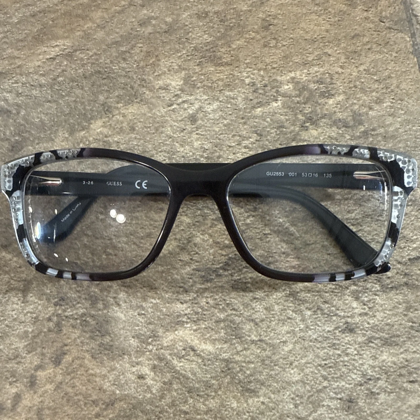 Guess Eyeglasses Frames GU2515 002 Black Rectangular Full Rim 50-16-135 3