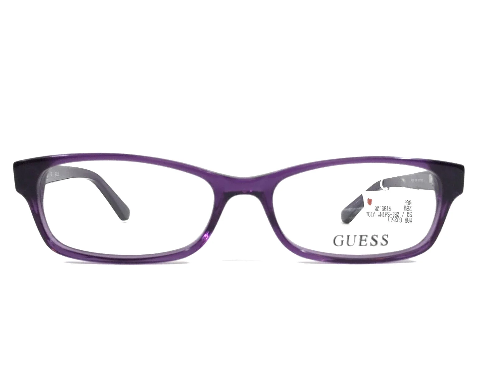 Guess Eyeglasses Frames GU2517 081 Shiny Purple Rectangle Full Rim 50-15-135