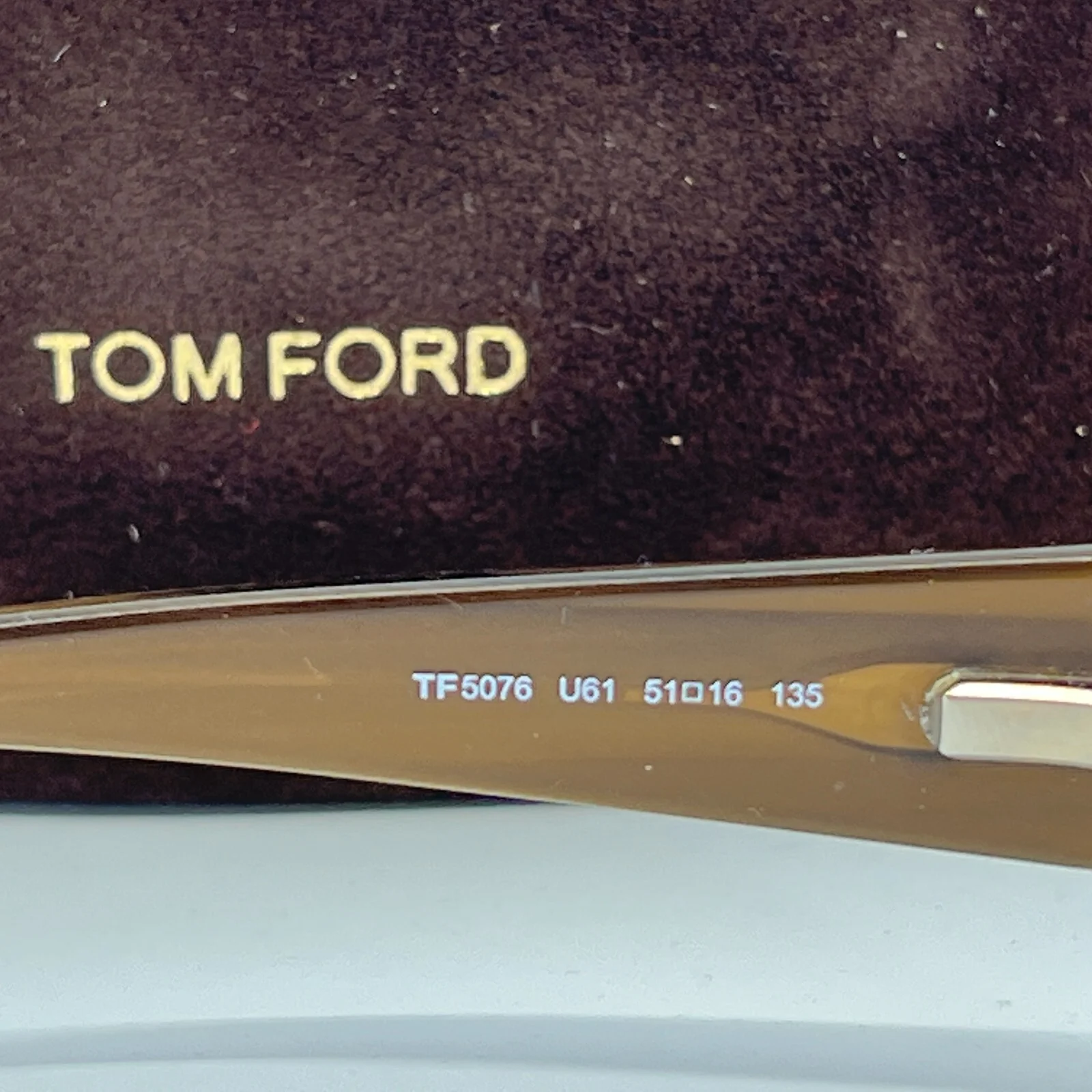 Tom Ford Eyeglasses Frames TF5076 U61 Brown Horn Gold Cat Eye Full Rim 51-16-135 4